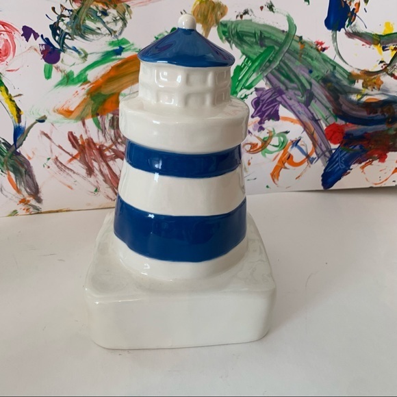 Rae Dunn "USA" Lighthouse w/Blue Stripes Patriotic - Picture 2 of 2